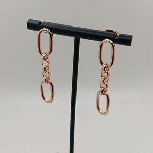 New Dozzior Goldtone Double Loop Chain Link Earrings Hypoallergenic New With Box